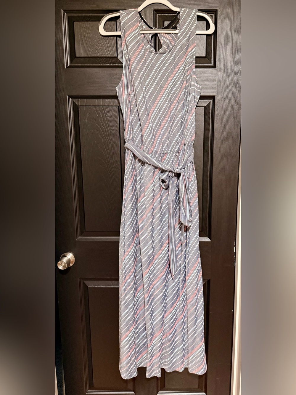 Lane Bryant Striped Sleeveless Maxi Dress in Blue & Red